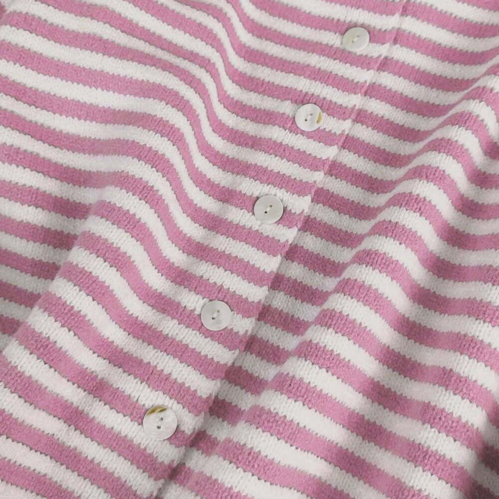 Pink Loose Women's Striped Knit Cardigan - Picture 6 of 7